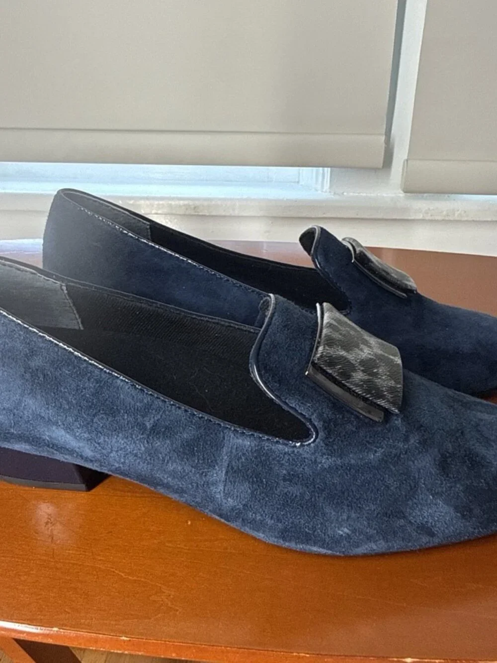 Ros Hommerson NEW Treasure Slipon Loafers Low Heel Shoes 7 M Blue Suede Buckle